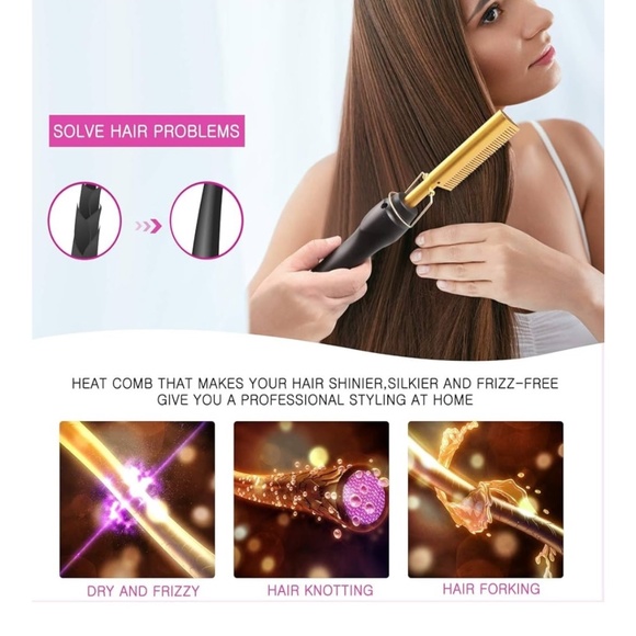 NWT Hair Press Comb- Hot Comb Hair Straightener for Hair & Beards - Picture 4 of 8
